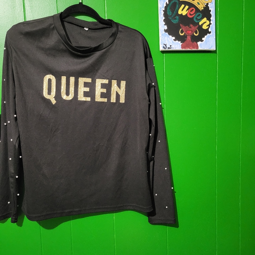 Stretchy Black Queen Top 3XL